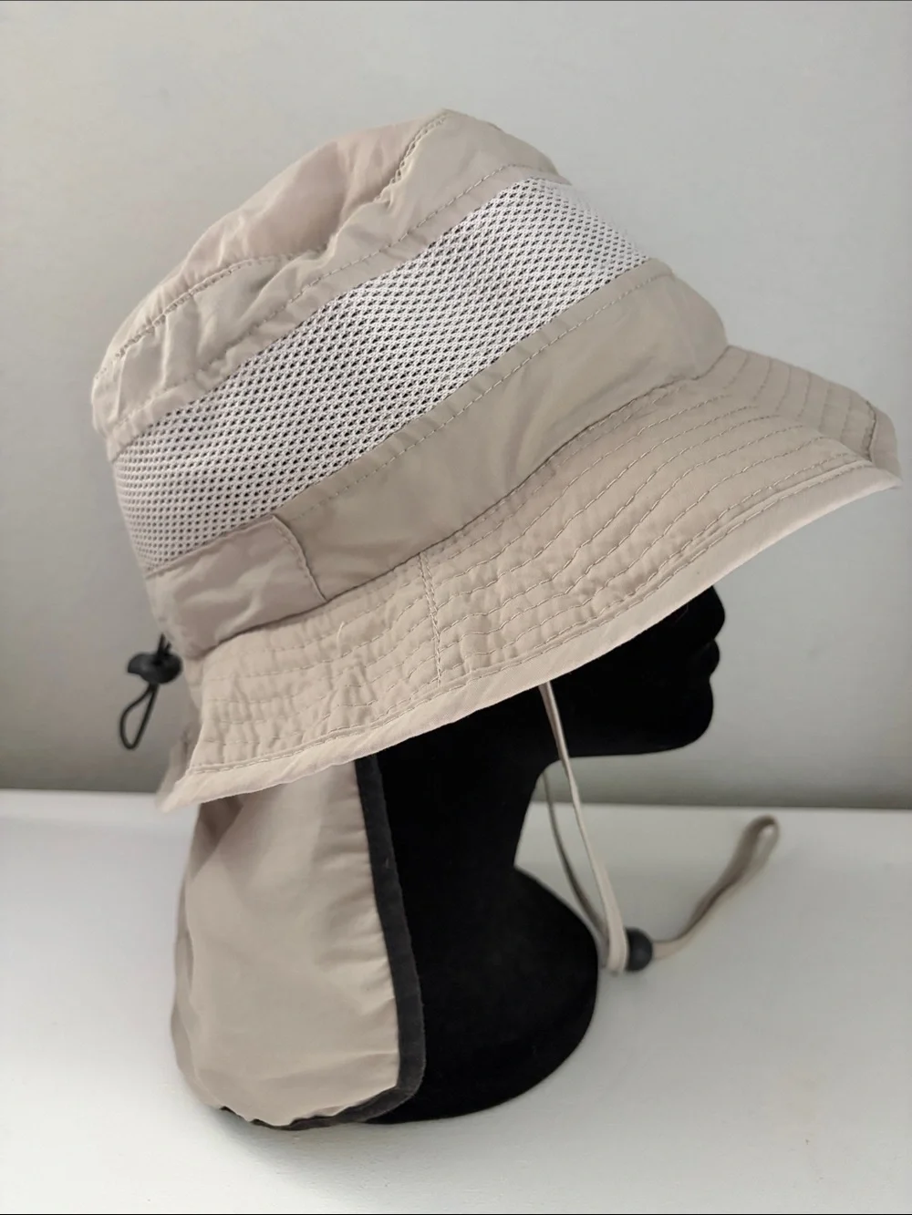 Kids Sun Hat with Neck Flap - Beige